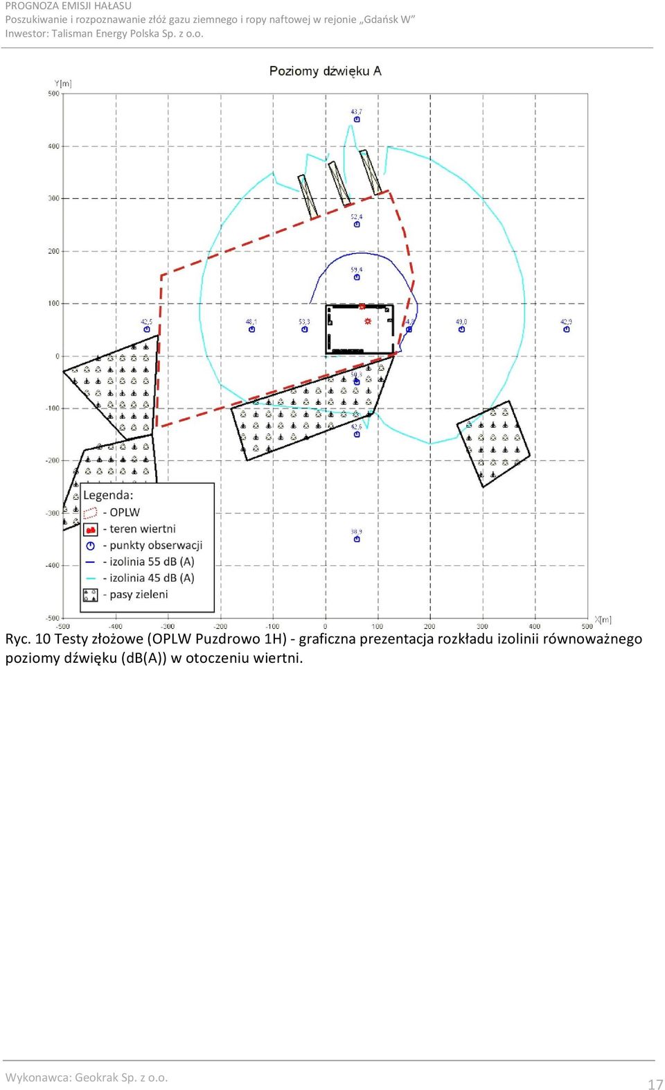 10 Testy złożowe (OPLW Puzdrowo 1H) graficzna prezentacja rozkładu izolinii