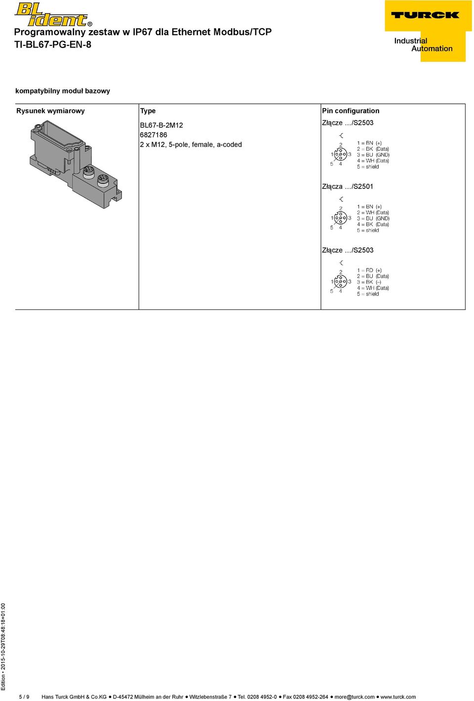 /S2503 5 / 9 Hans Turck GmbH & Co.