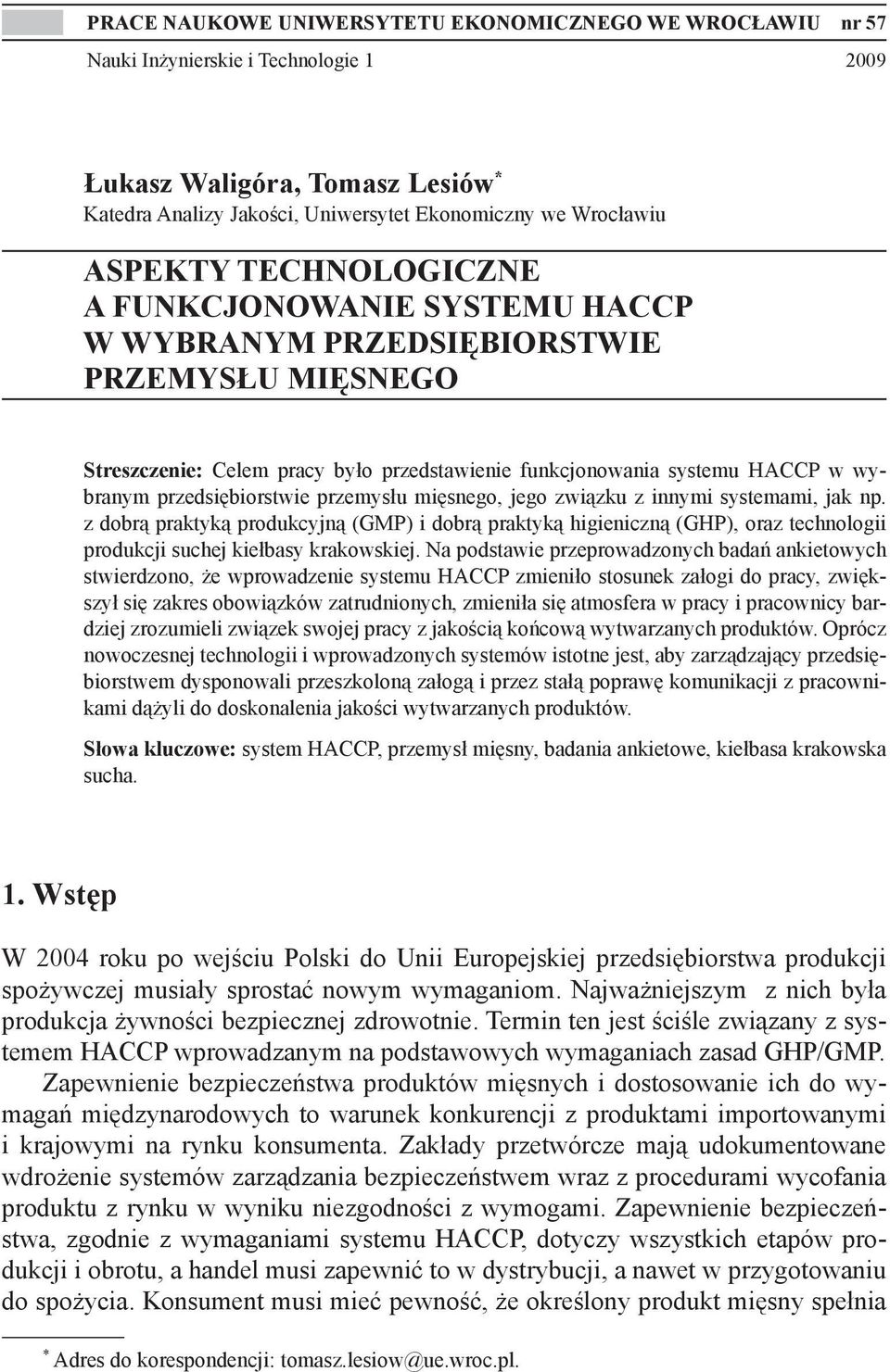 przedsiębiorstwie przemysłu mięsnego, jego związku z innymi systemami, jak np.