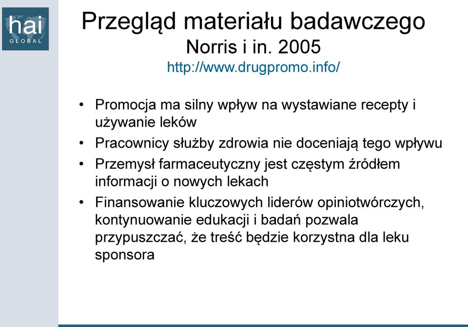 doceniają tego wpływu Przemysł farmaceutyczny jest częstym źródłem informacji o nowych lekach