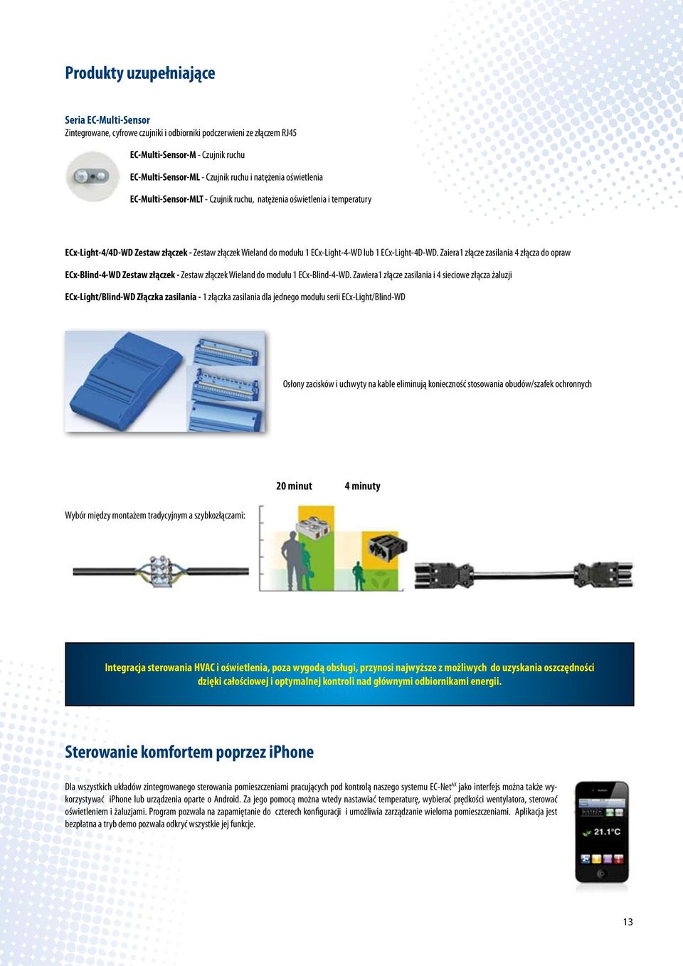 Zaiera1 złącze zasilania 4 złącza do opraw ECx-Blind-4-WD Zestaw złączek - Zestaw złączek Wieland do modułu 1 ECx-Blind-4-WD.