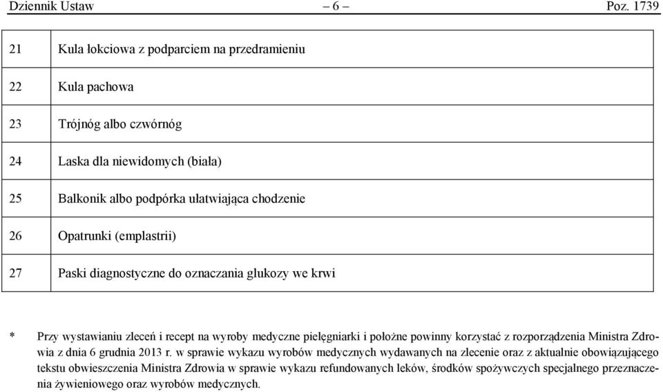 chodzenie 26 Opatrunki (emplastrii) 27 Paski diagnostyczne do oznaczania glukozy we krwi * Przy wystawianiu zleceń i recept na wyroby medyczne pielęgniarki i położne