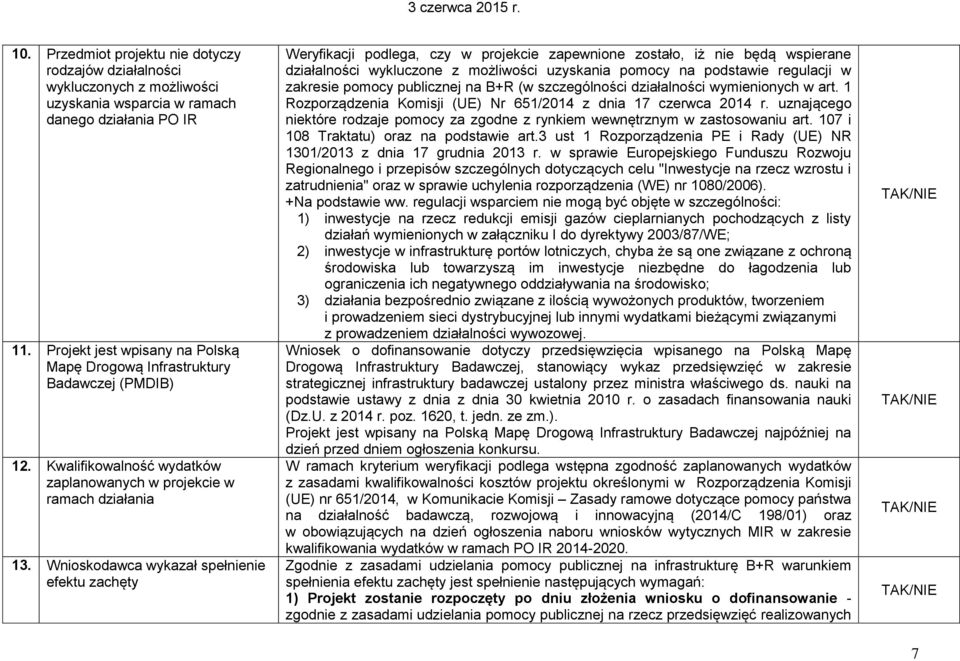 Wnioskodawca wykazał spełnienie efektu zachęty Weryfikacji podlega, czy w projekcie zapewnione zostało, iż nie będą wspierane działalności wykluczone z możliwości uzyskania pomocy na podstawie