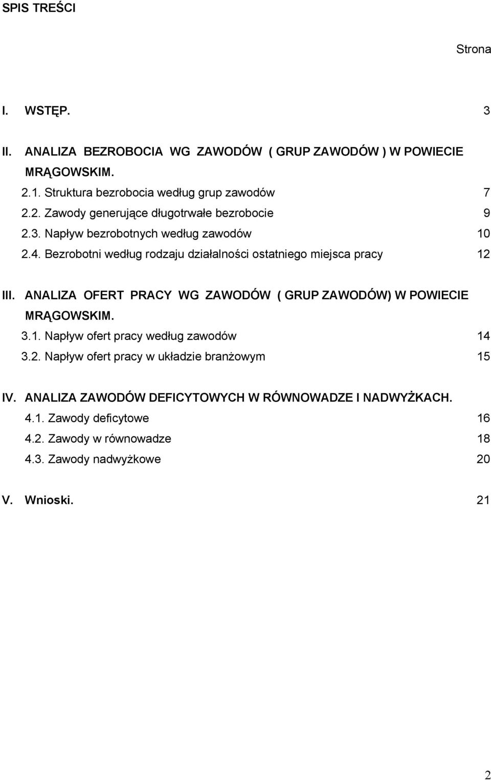 ANALZA OFERT PRACY WG ZAWODÓW ( GRUP ZAWODÓW) W POWECE MRĄGOWSKM. 3.1. Napływ ofert pracy według zawodów 14 3.2.