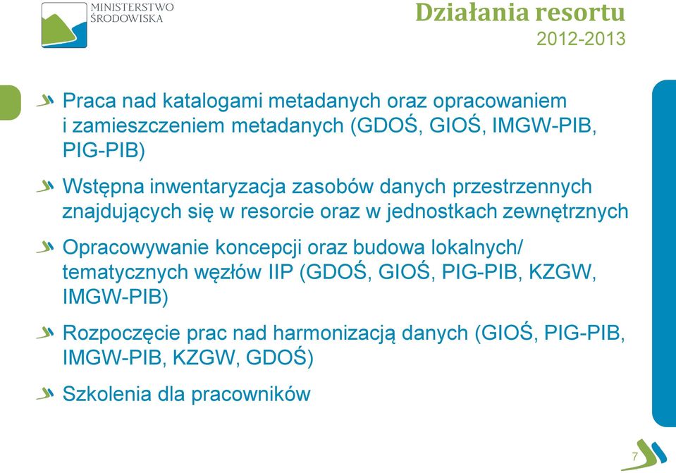 jednostkach zewnętrznych Opracowywanie koncepcji oraz budowa lokalnych/ tematycznych węzłów IIP (GDOŚ, GIOŚ,