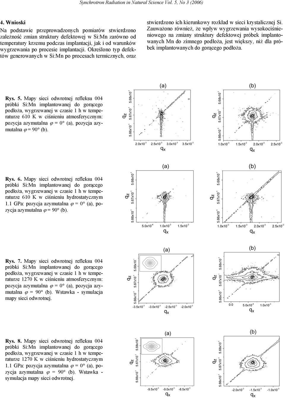 Zauważono również, że wpływ wygrzewania wysokociśnieniowego na zmiany struktury defektowej próbek implantowanych Mn do zimnego podłoża, jest większy, niż dla próbek implantowanych do gorącego podłoża.
