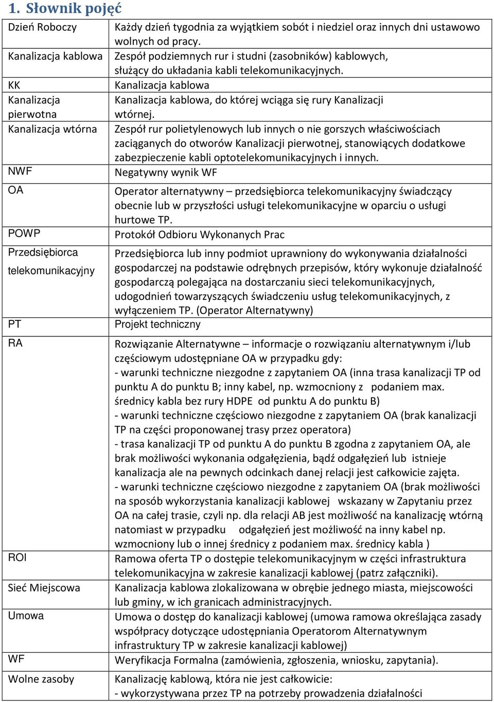 KK Kanalizacja kablowa Kanalizacja Kanalizacja kablowa, do której wciąga się rury Kanalizacji pierwotna wtórnej.