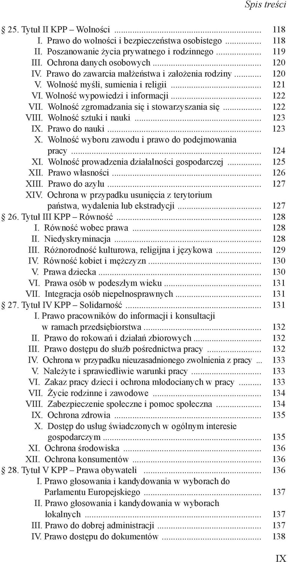 .. 122 VIII. Wolność sztuki i nauki... 123 IX. Prawo do nauki... 123 X. Wolność wyboru zawodu i prawo do podejmowania pracy... 124 XI. Wolność prowadzenia działalności gospodarczej... 125 XII.