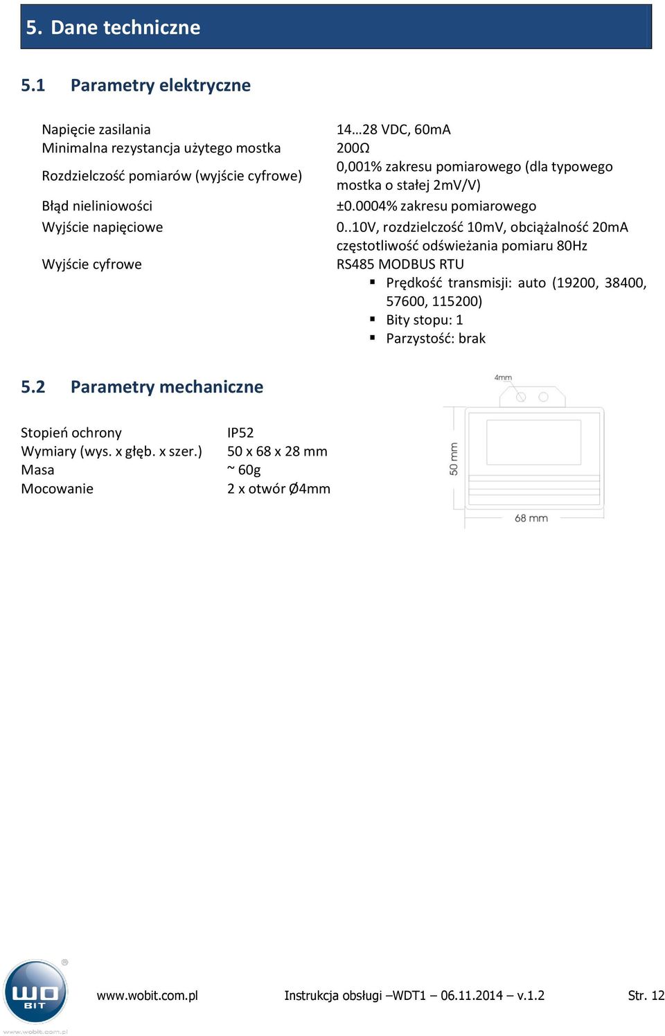 cyfrowe 14 28 VDC, 60mA 200Ω 0,001% zakresu pomiarowego (dla typowego mostka o stałej 2mV/V) ±0.0004% zakresu pomiarowego 0.