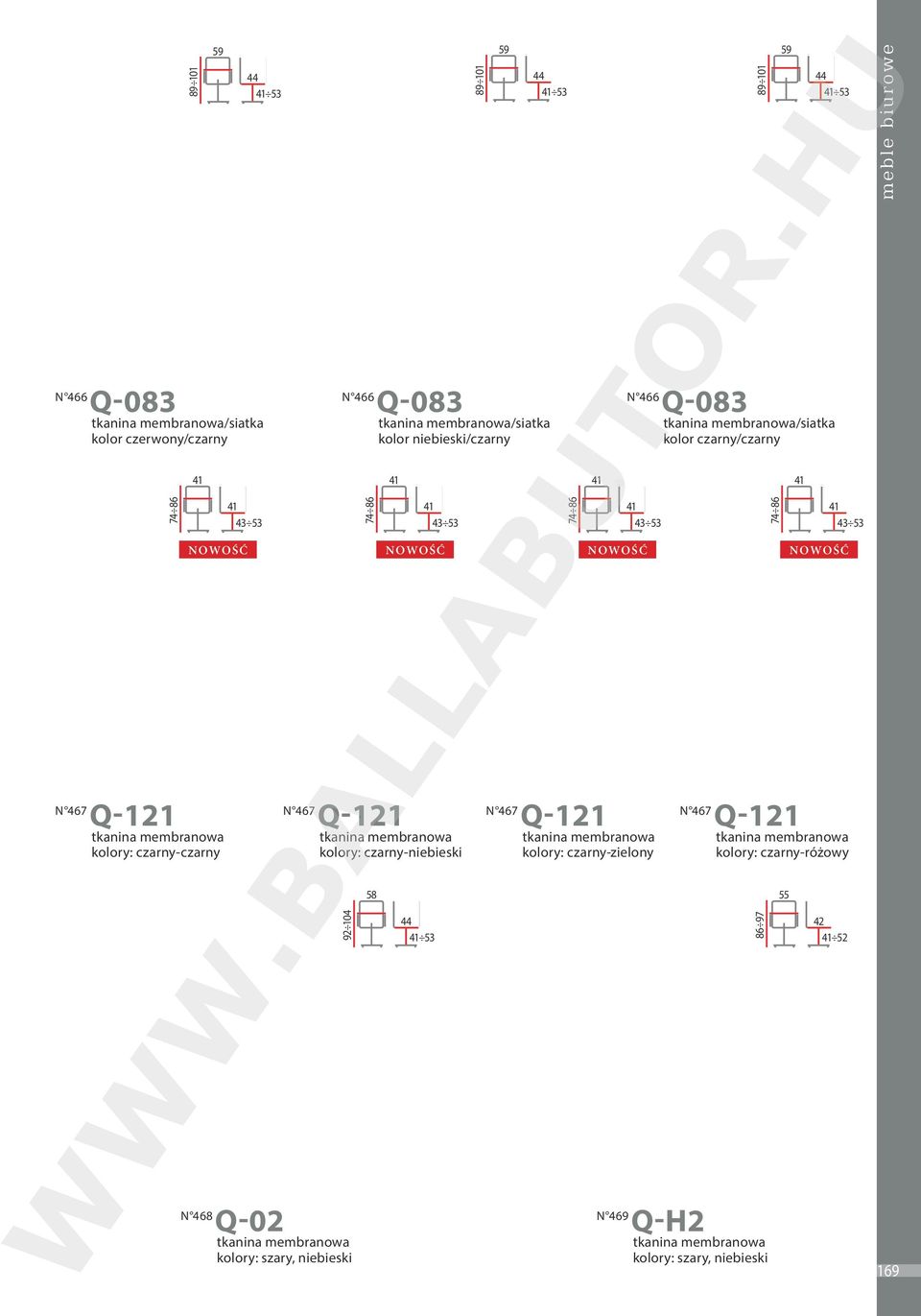 /siatka kolor czarny/czarny 43 N 467 Q-121 kolory: czarny-zielony 89 101 N 469 Q-H2 kolory: szary, niebieski