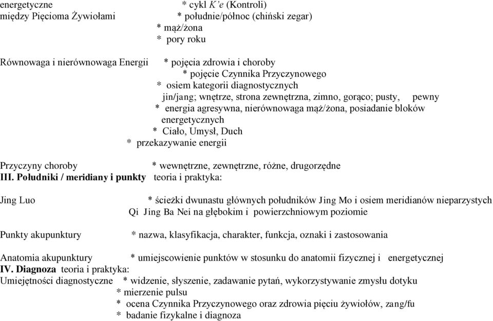 Umysł, Duch * przekazywanie energii Przyczyny choroby * wewnętrzne, zewnętrzne, różne, drugorzędne III.