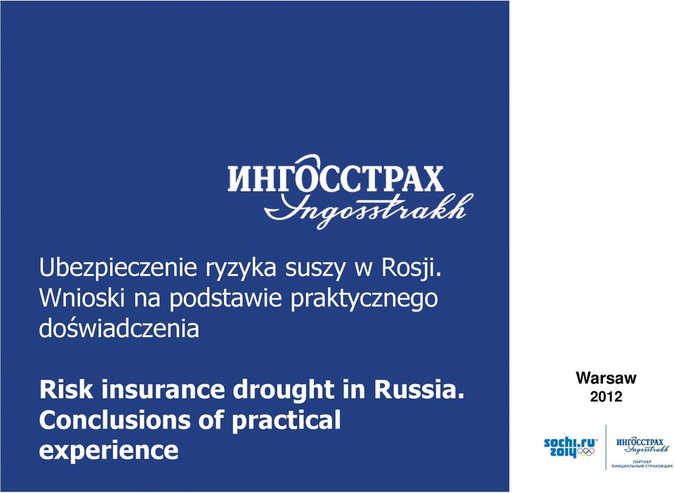 doświadczenia Risk insurance drought in