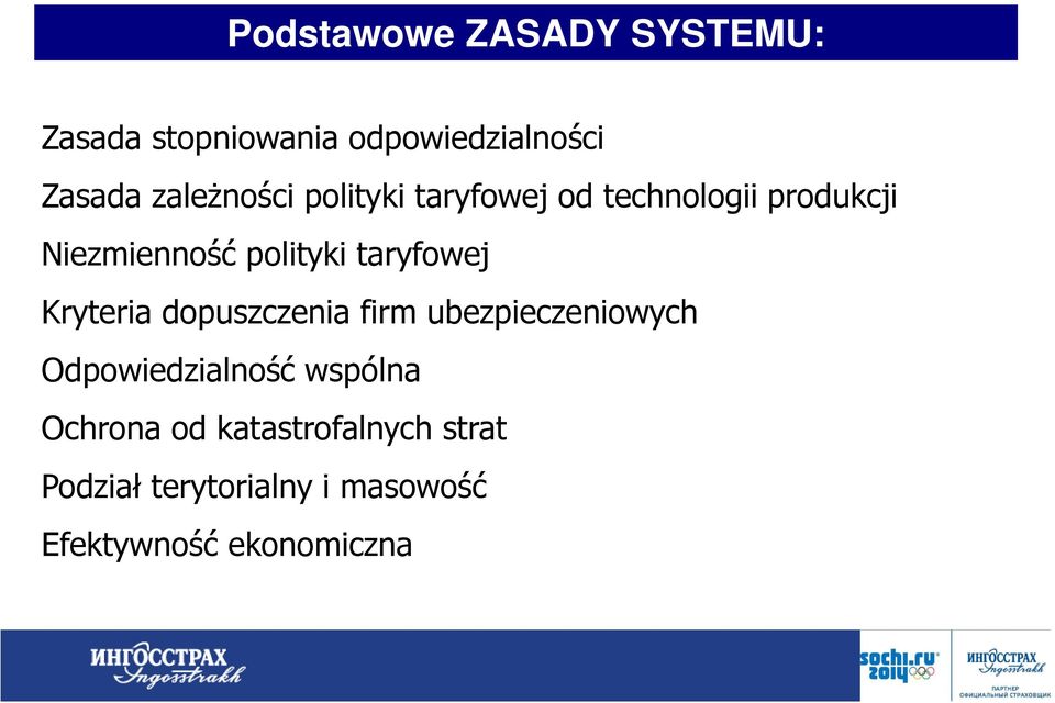 taryfowej Kryteria dopuszczenia firm ubezpieczeniowych Odpowiedzialność wspólna