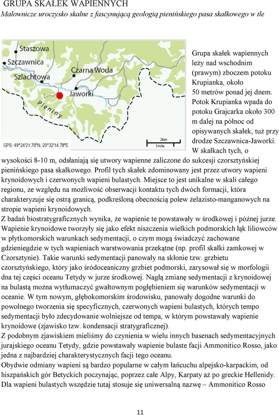 W skałkach tych, o wysokości 8-10 m, odsłaniają się utwory wapienne zaliczone do sukcesji czorsztyńskiej pienińskiego pasa skałkowego.