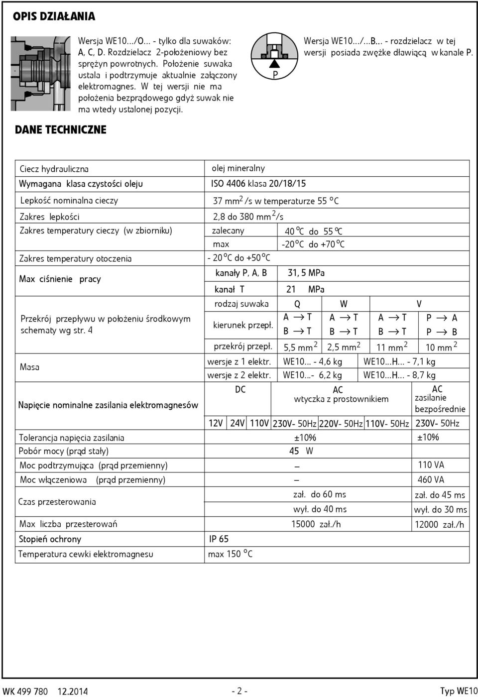 Ciecz hydruliczn Lepkość nominln cieczy Zkres lepkości Zkres tempertury cieczy (w ziorniku) Zkres tempertury otoczeni Mx ciśnienie prcy Ms olej minerlny Wymgn kls czystości oleju ISO 446 kls /8/5