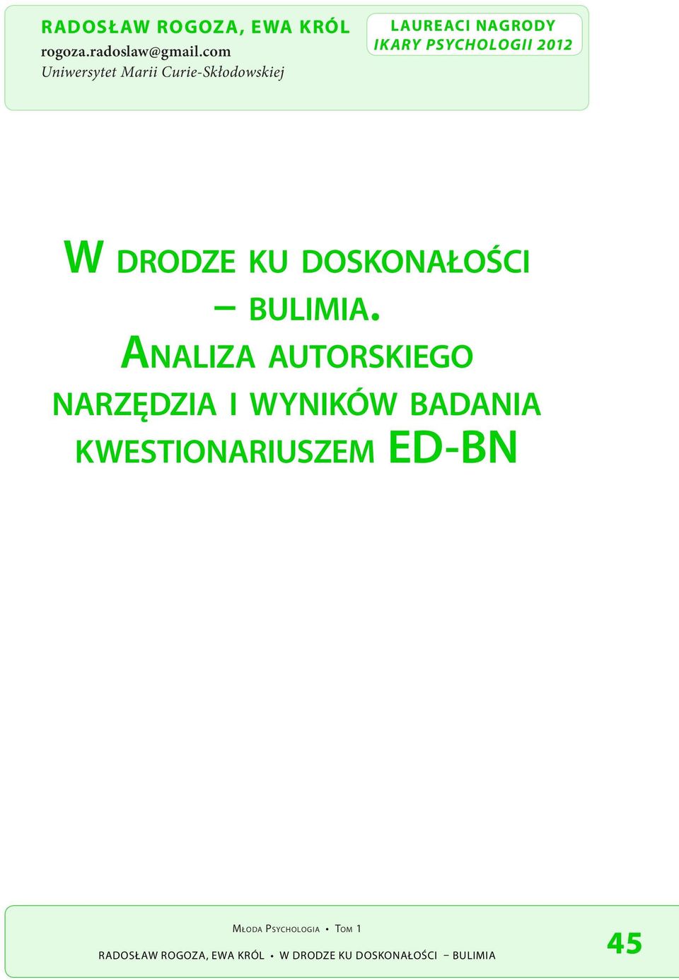 IKARY PSYCHOLOGII 2012 W drodze ku doskonałości bulimia.