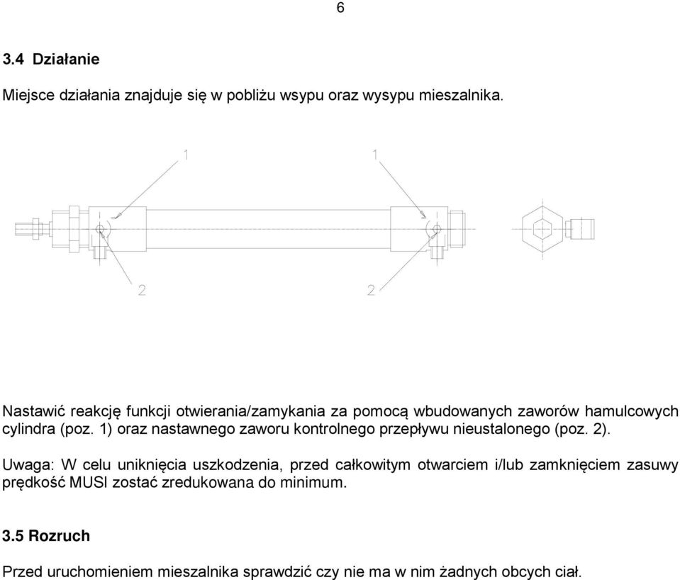 1) oraz nastawnego zaworu kontrolnego przepływu nieustalonego (poz. 2).