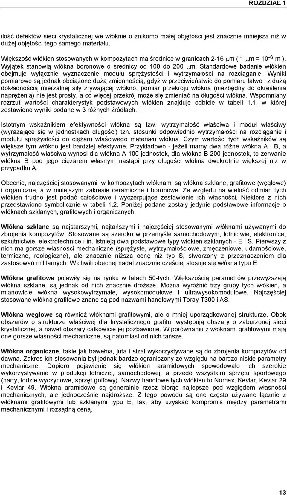 Standardowe badanie włókien obejmuje wyłącznie wyznaczenie modułu sprężystości i wytrzymałości na rozciąganie.