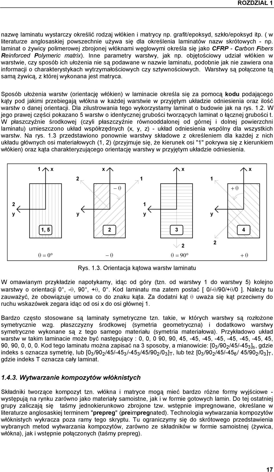 laminat o żywicy polimerowej zbrojonej włóknami węglowymi określa się jako CFRP Carbon Fibers Reinforced Polymeric matrix). Inne parametry warstwy, jak np.