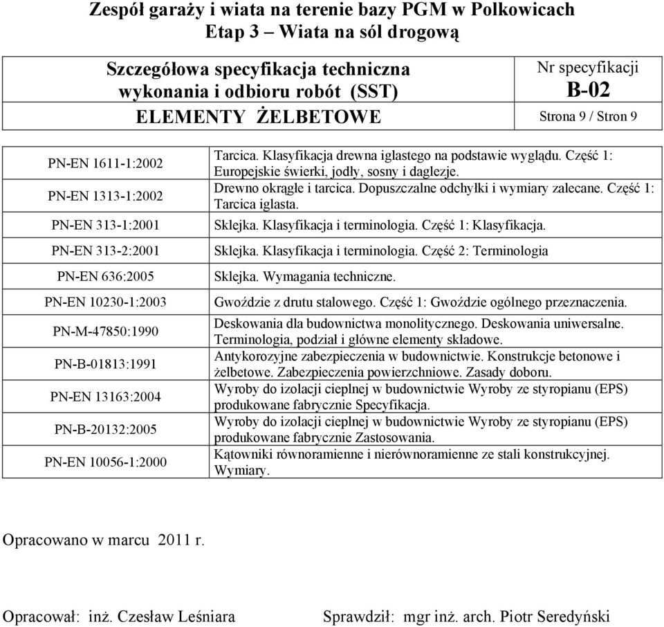 Dopuszczalne odchyłki i wymiary zalecane. Część 1: Tarcica iglasta. Sklejka. Klasyfikacja i terminologia. Część 1: Klasyfikacja. Sklejka. Klasyfikacja i terminologia. Część 2: Terminologia Sklejka.