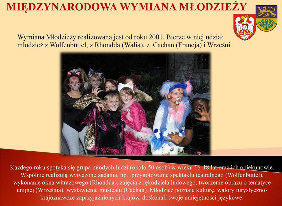 Każdego roku spotyka się grupa młodych ludzi (około 50 osób) w wieku 16-18 lat oraz ich opiekunowie. Wspólnie realizują wytyczone zadania, np.