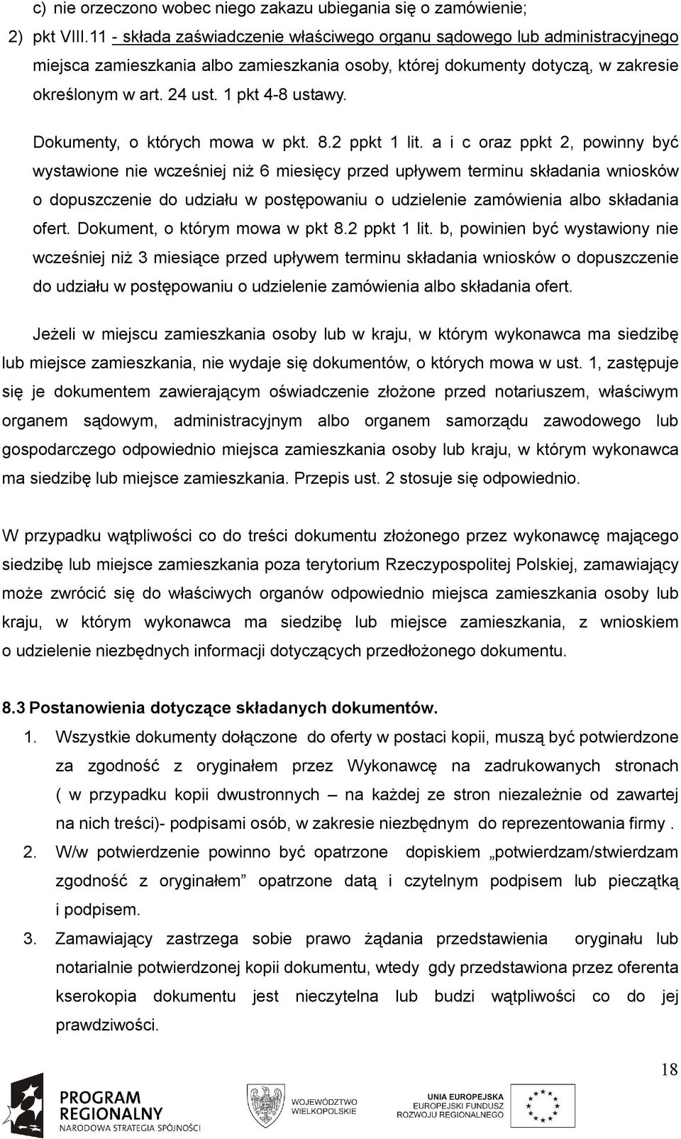 1 pkt 4-8 ustawy. Dokumenty, o których mowa w pkt. 8.2 ppkt 1 lit.