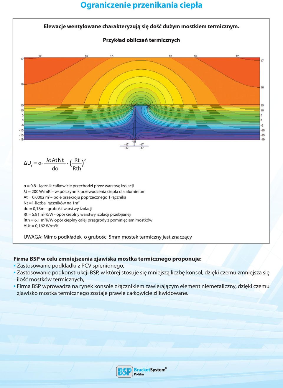 =1-liczba łączników na 1m 2 do = 0,18m - grubość warstwy izolacji Rt = 5,81 m 2 K/W - opór cieplny warstwy izolacji przebijanej Rth = 6,1 m 2 K/W opór cieplny całej przegrody z pominięciem mostków