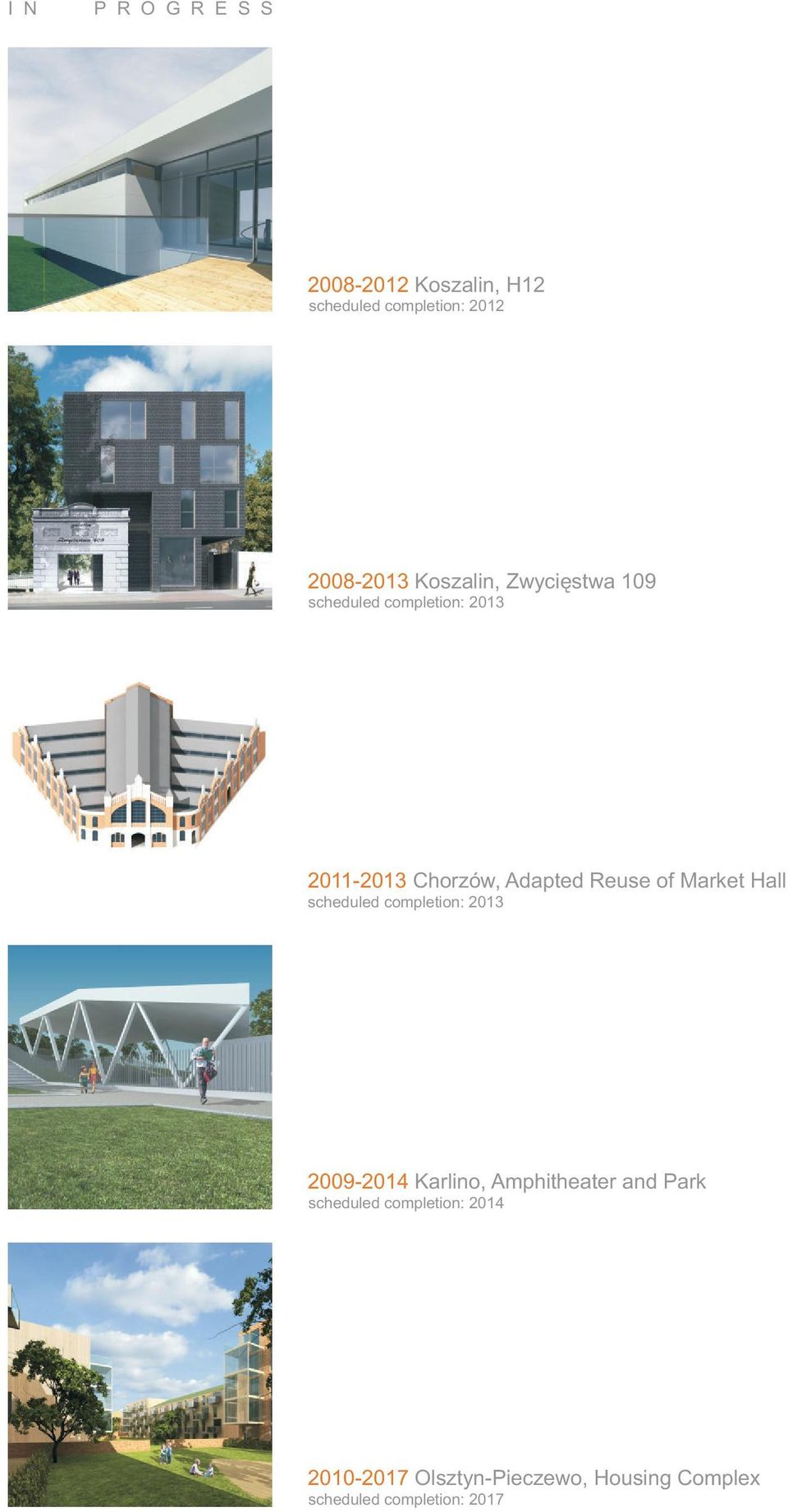 of Market Hall scheduled completion: 2013 2009-2014 Karlino, Amphitheater and Park