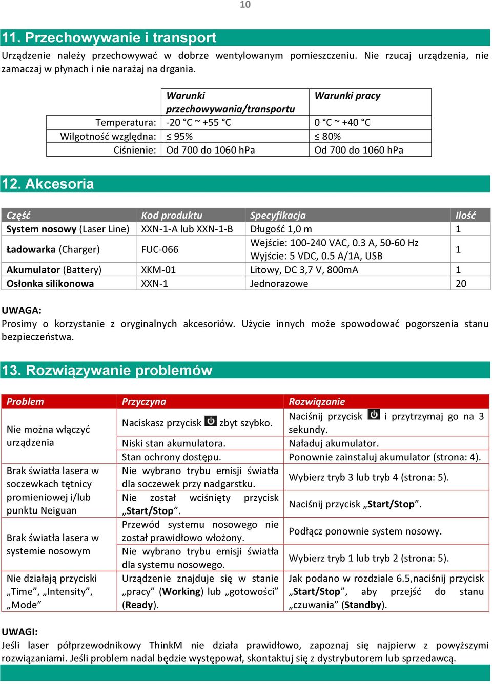 Specyfikacja Ilość System nosowy (Laser Line) XXN-1-A lub XXN-1-B Długość 1,0 m 1 Ładowarka (Charger) FUC-066 Wejście: 100-240 VAC, 0.3 A, 50-60 Hz Wyjście: 5 VDC, 0.