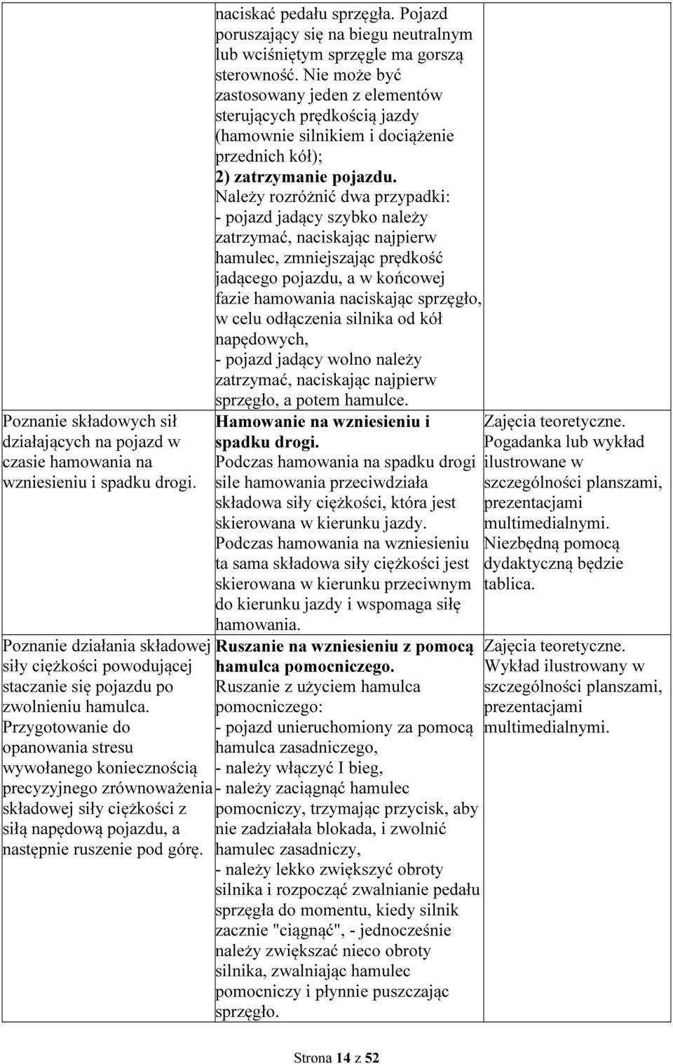 Pojazd poruszający się na biegu neutralnym lub wciśniętym sprzęgle ma gorszą sterowność.