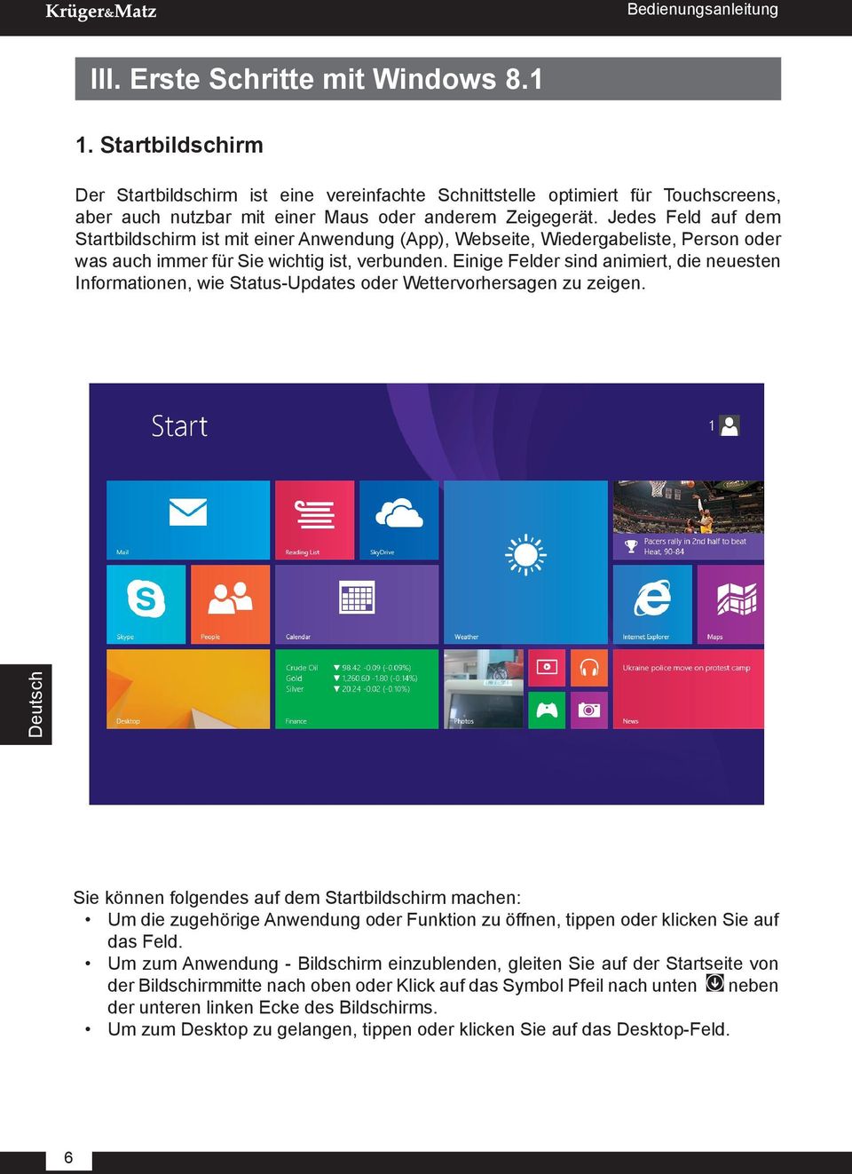 Jedes Feld auf dem Startbildschirm ist mit einer Anwendung (App), Webseite, Wiedergabeliste, Person oder was auch immer für Sie wichtig ist, verbunden.