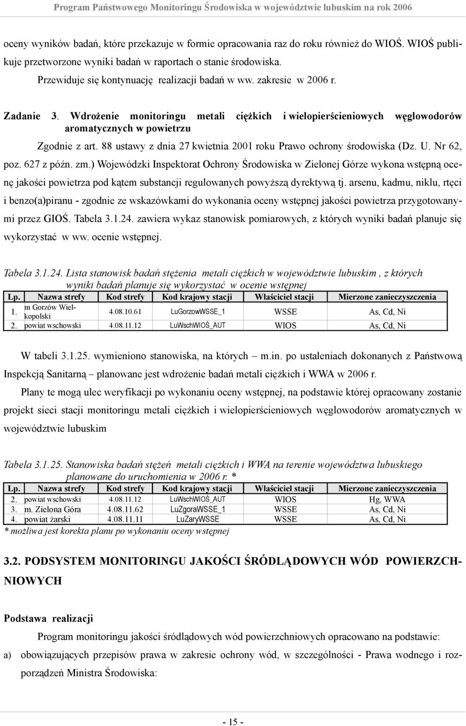 88 ustawy z dnia 27 kwietnia 2001 roku Prawo ochrony środowiska (Dz. U. Nr 62, poz. 627 z późn. zm.