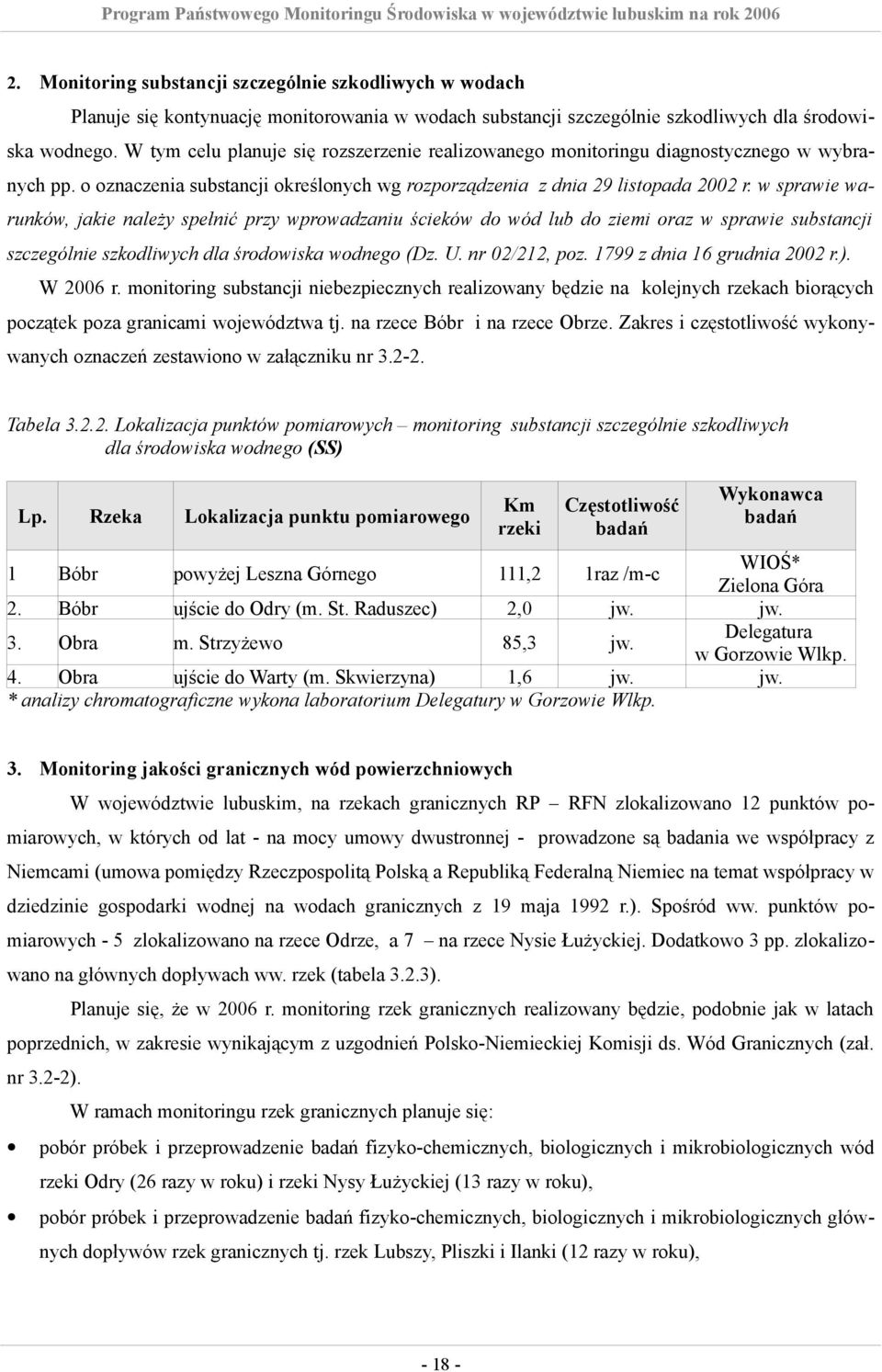 w sprawie warunków, jakie należy spełnić przy wprowadzaniu ścieków do wód lub do ziemi oraz w sprawie substancji szczególnie szkodliwych dla środowiska wodnego (Dz. U. nr 02/212, poz.