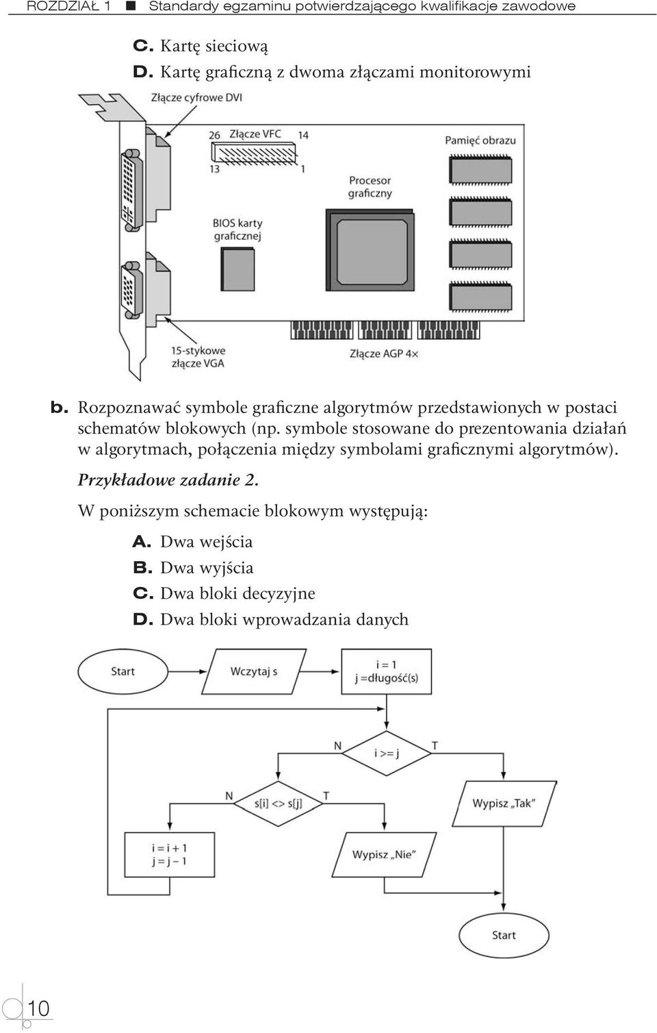 Rozpoznawać symbole graficzne algorytmów przedstawionych w postaci schematów blokowych (np.