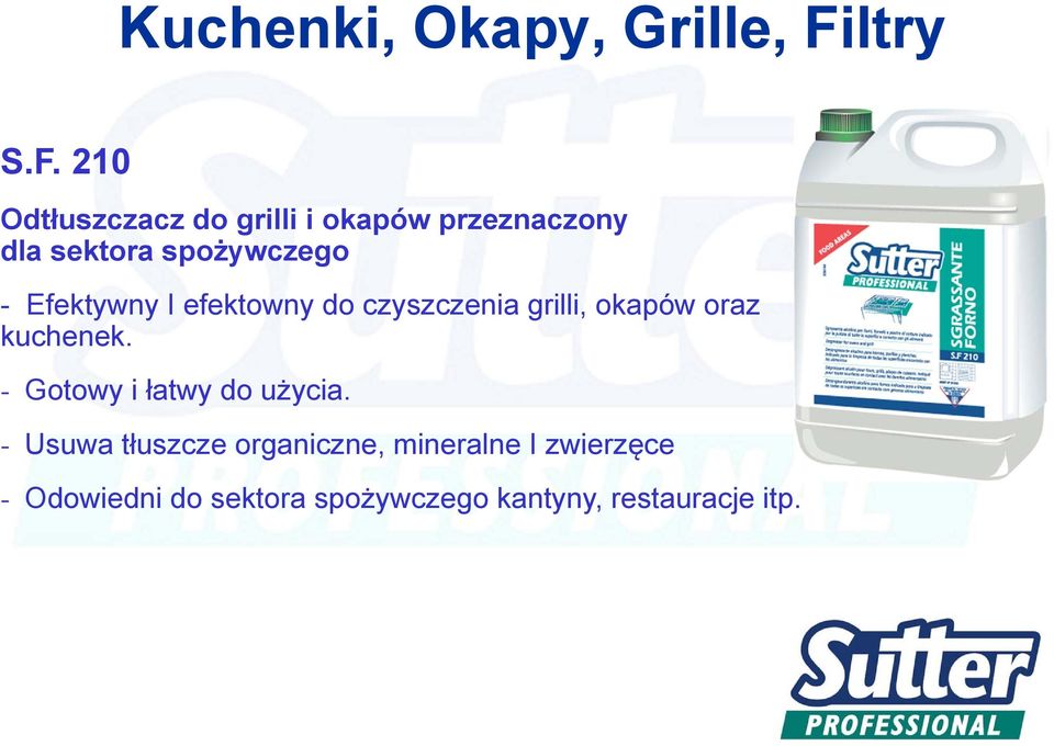 210 Odtłuszczacz do grilli i okapów przeznaczony dla sektora spożywczego -