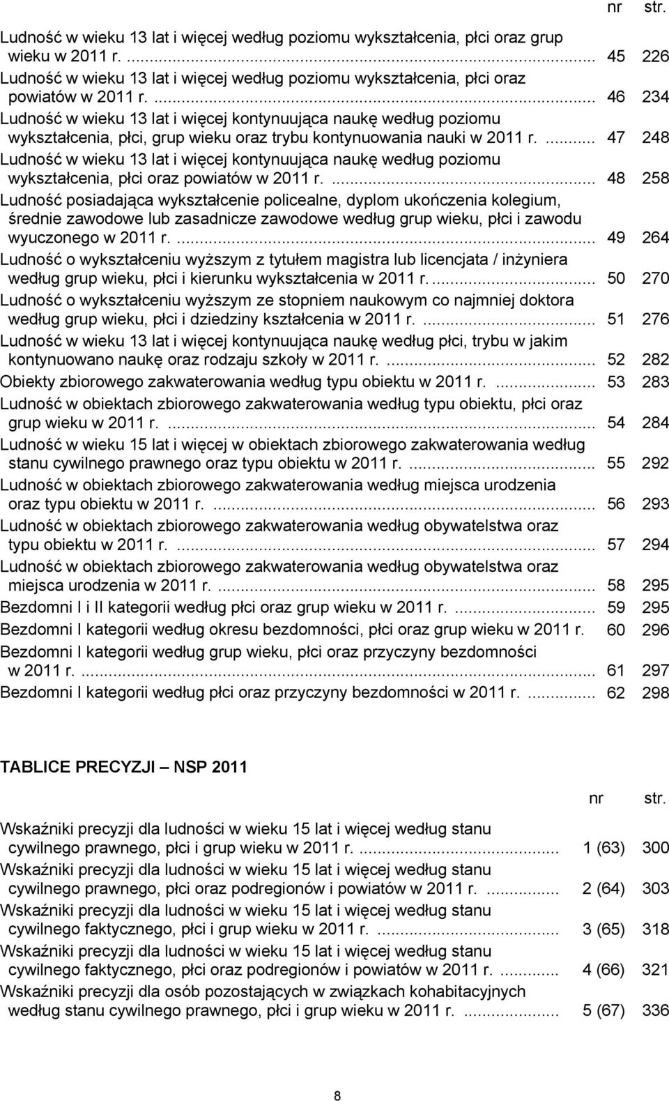 ... 47 248 Ludność w wieku 13 lat i więcej kontynuująca naukę według poziomu wykształcenia, płci oraz powiatów w 2011 r.