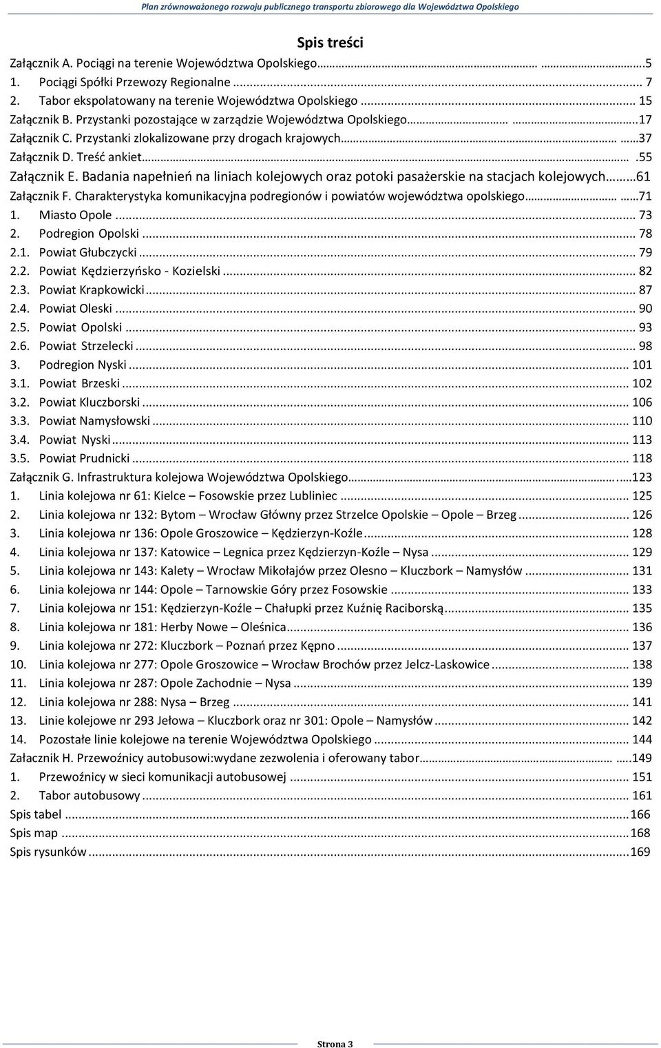 Badania napełnień na liniach kolejowych oraz potoki pasażerskie na stacjach kolejowych 61 Załącznik F. Charakterystyka komunikacyjna podregionów i powiatów województwa opolskiego 71 1. Miasto... 73 2.
