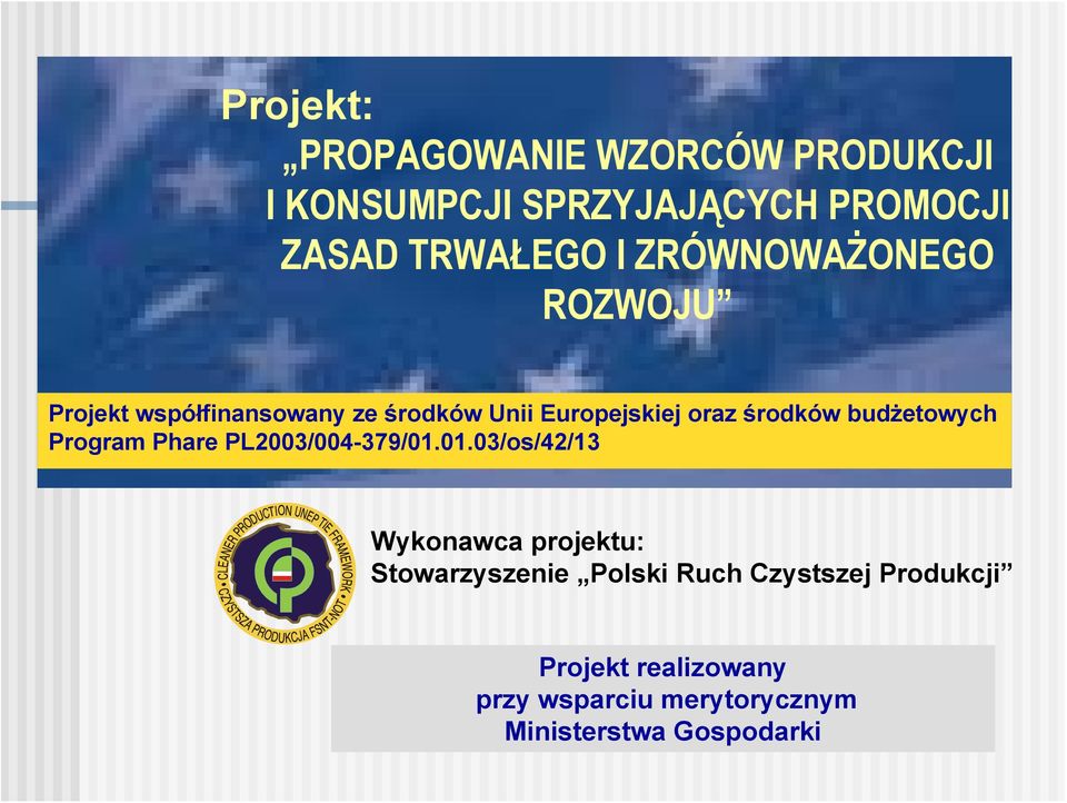 budżetowych Program Phare PL2003/004-379/01.