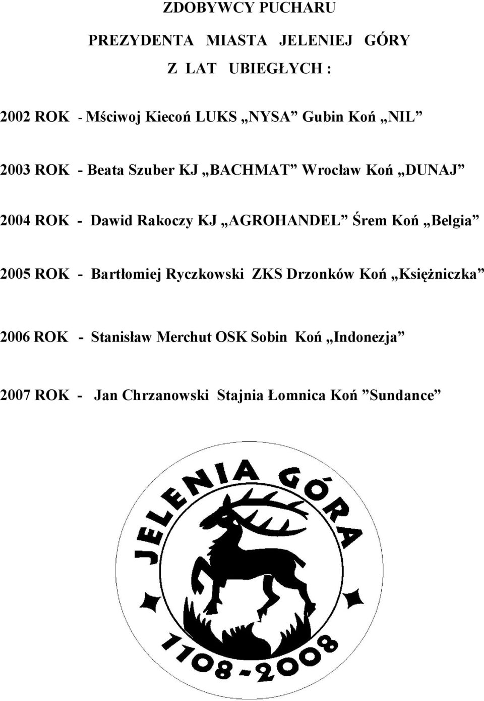 KJ AGROHANDEL Śrem Koń Belgia 2005 ROK - Bartłomiej Ryczkowski ZKS Drzonków Koń Księżniczka 2006