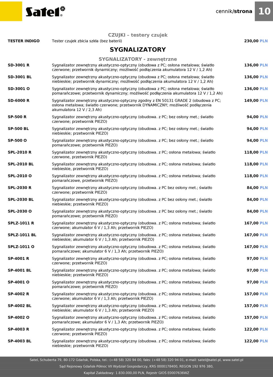 światło niebieskie; przetwornik dynamiczny; możliwość podłączenia akumulatora 12 V / 1,2 Ah) 230,00 PLN SD-3001 O SD-6000 R SP-500 R SP-500 BL SP-500 O SPL-2010 R SPL-2010 BL SPL-2010 O SPL-2030 R