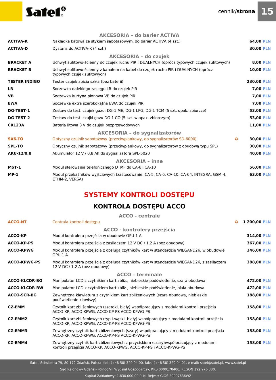 sufitowych) Uchwyt sufitowo-ścienny z kanałem na kabel do czujek ruchu PIR i DUALNYCH (oprócz typowych czujek sufitowych) Tester czujek zbicia szkła (bez baterii) Soczewka dalekiego zasięgu LR do