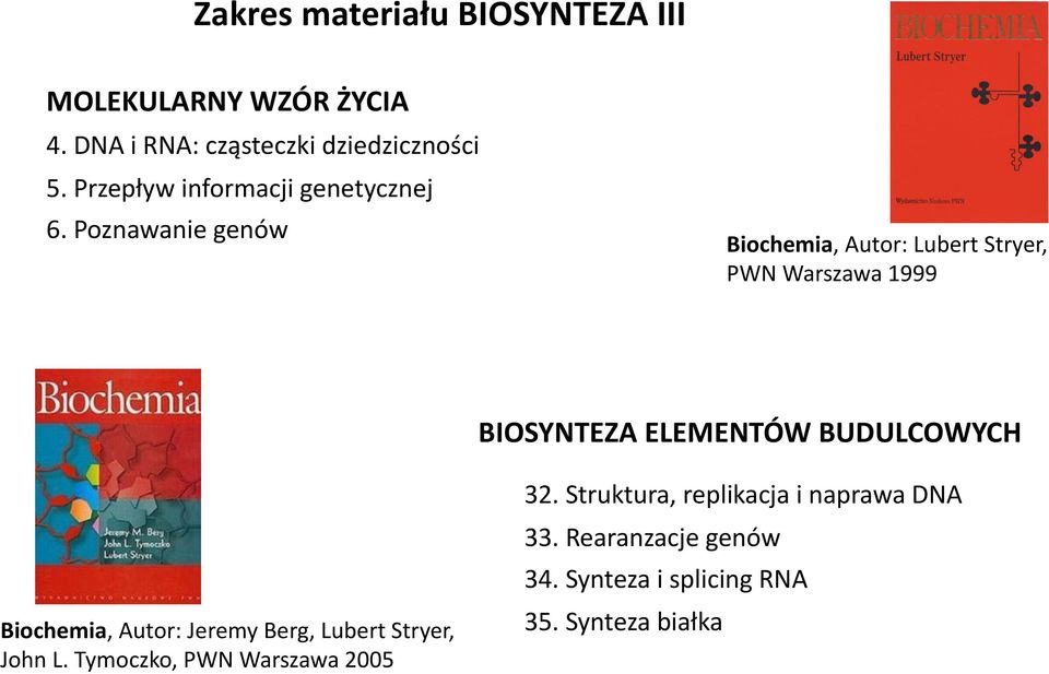 Poznawanie genów Biochemia, Autor: Lubert Stryer, PWN Warszawa 1999 BIOSYNTEZA ELEMENTÓW BUDULCOWYCH