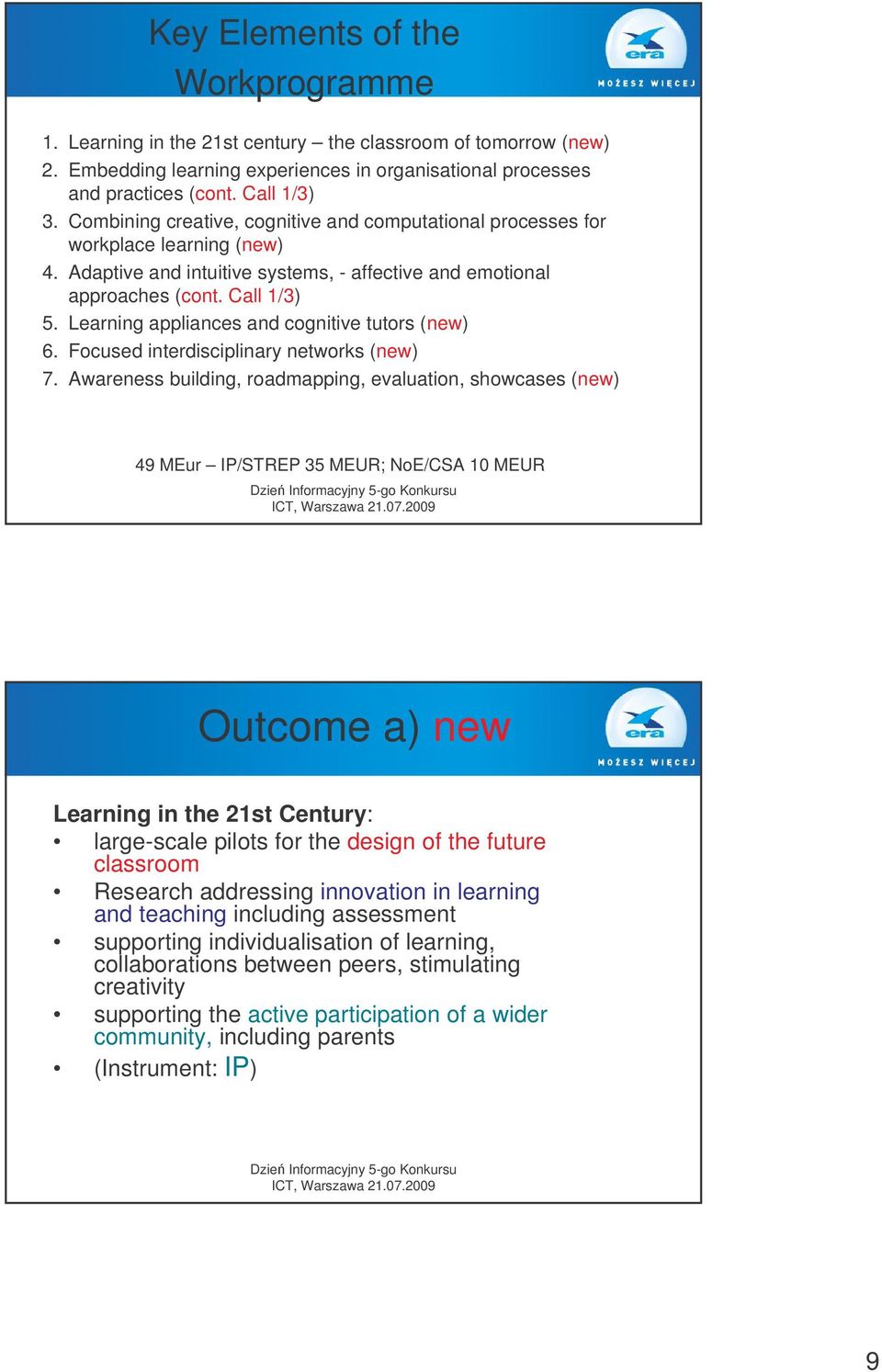 Learning appliances and cognitive tutors (new) 6. Focused interdisciplinary networks (new) 7.