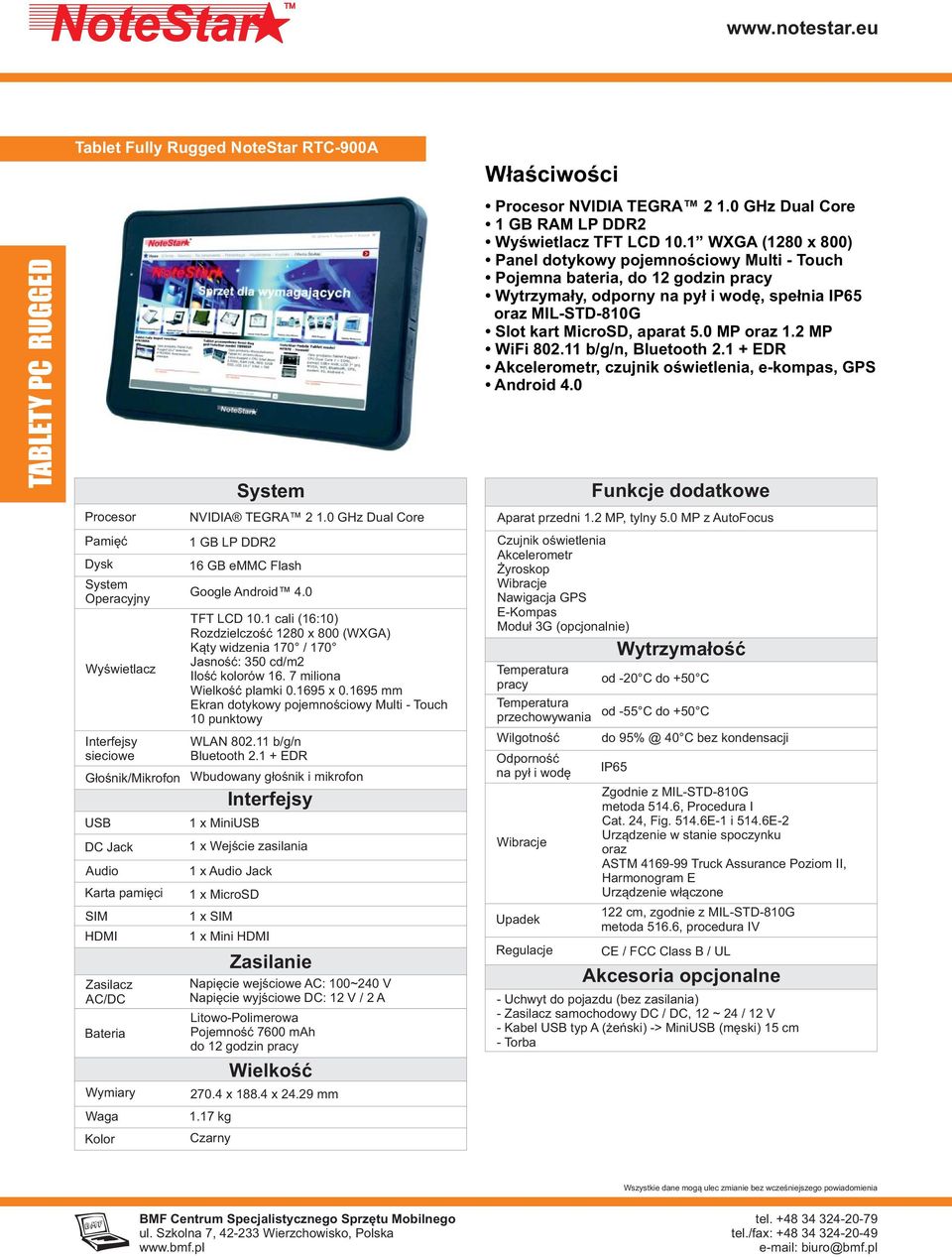 1695 mm Ekran dotykowy pojemnościowy Multi - Touch 10 punktowy WLAN 802.11 b/g/n Bluetooth 2.