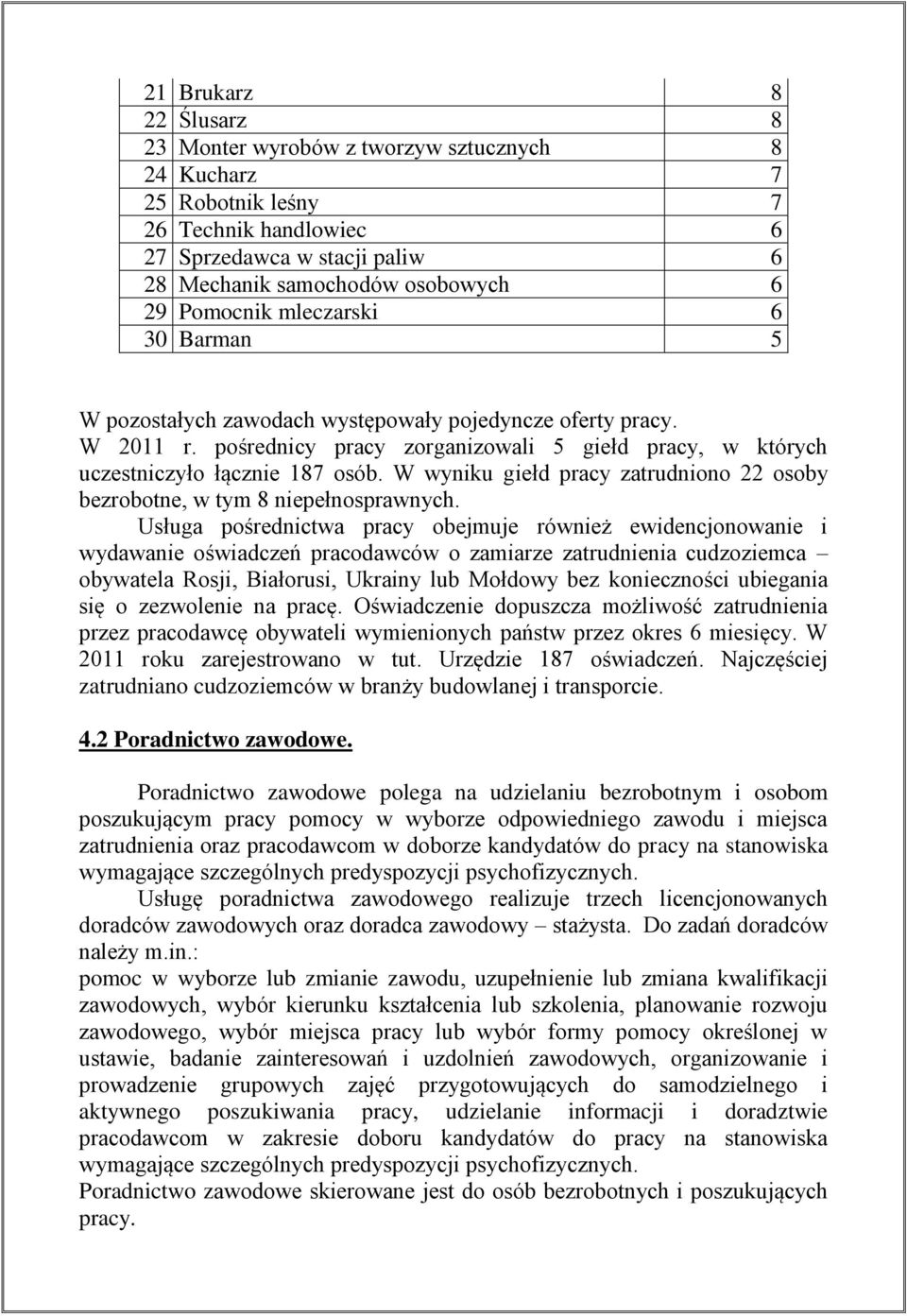 W wyniku giełd pracy zatrudniono 22 osoby bezrobotne, w tym 8 niepełnosprawnych.