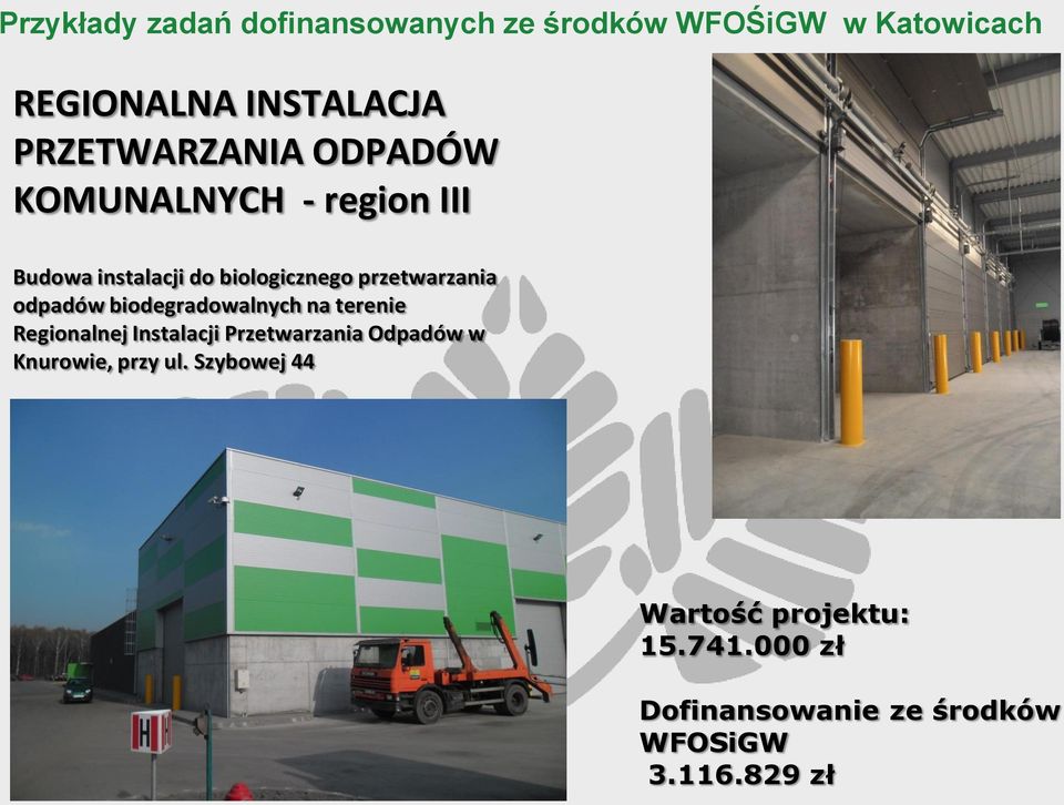 przetwarzania odpadów biodegradowalnych na terenie Regionalnej Instalacji Przetwarzania