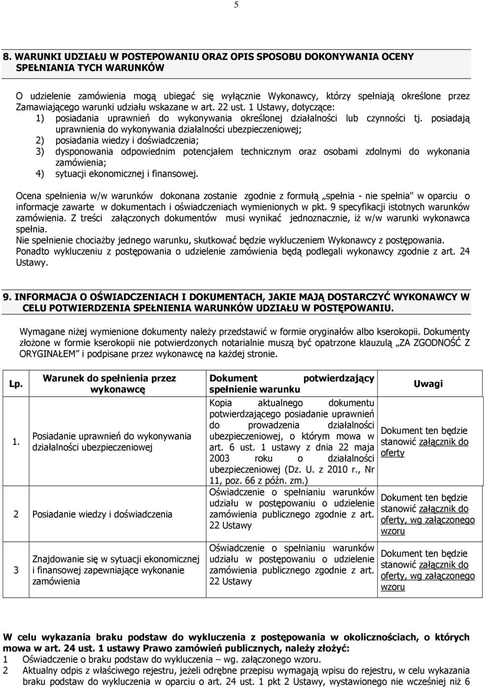 posiadają uprawnienia do wykonywania działalności ubezpieczeniowej; 2) posiadania wiedzy i doświadczenia; 3) dysponowania odpowiednim potencjałem technicznym oraz osobami zdolnymi do wykonania