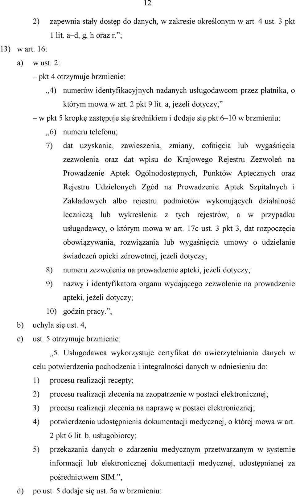 a, jeżeli dotyczy; w pkt 5 kropkę zastępuje się średnikiem i dodaje się pkt 6 10 w brzmieniu: 6) numeru telefonu; 7) dat uzyskania, zawieszenia, zmiany, cofnięcia lub wygaśnięcia zezwolenia oraz dat