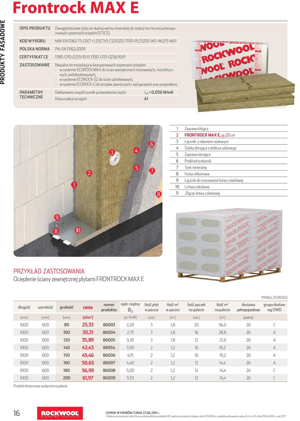 systemie ECOROCK MAX do ścian zewnętrznych murowanych, monolitycznych, prefabrykowanych, - w systemie ECOROCK-SZ do ścian szkieletowych, - w systemie ECOROCK-G do stropów piwnicznych i nad garażami