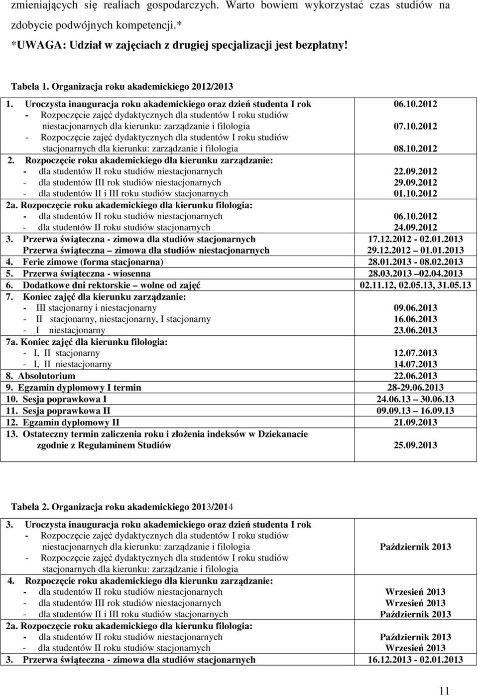 Uroczysta inauguracja roku akademickiego oraz dzień studenta I rok - Rozpoczęcie zajęć dydaktycznych dla studentów I roku studiów niestacjonarnych dla kierunku: zarządzanie i filologia - Rozpoczęcie